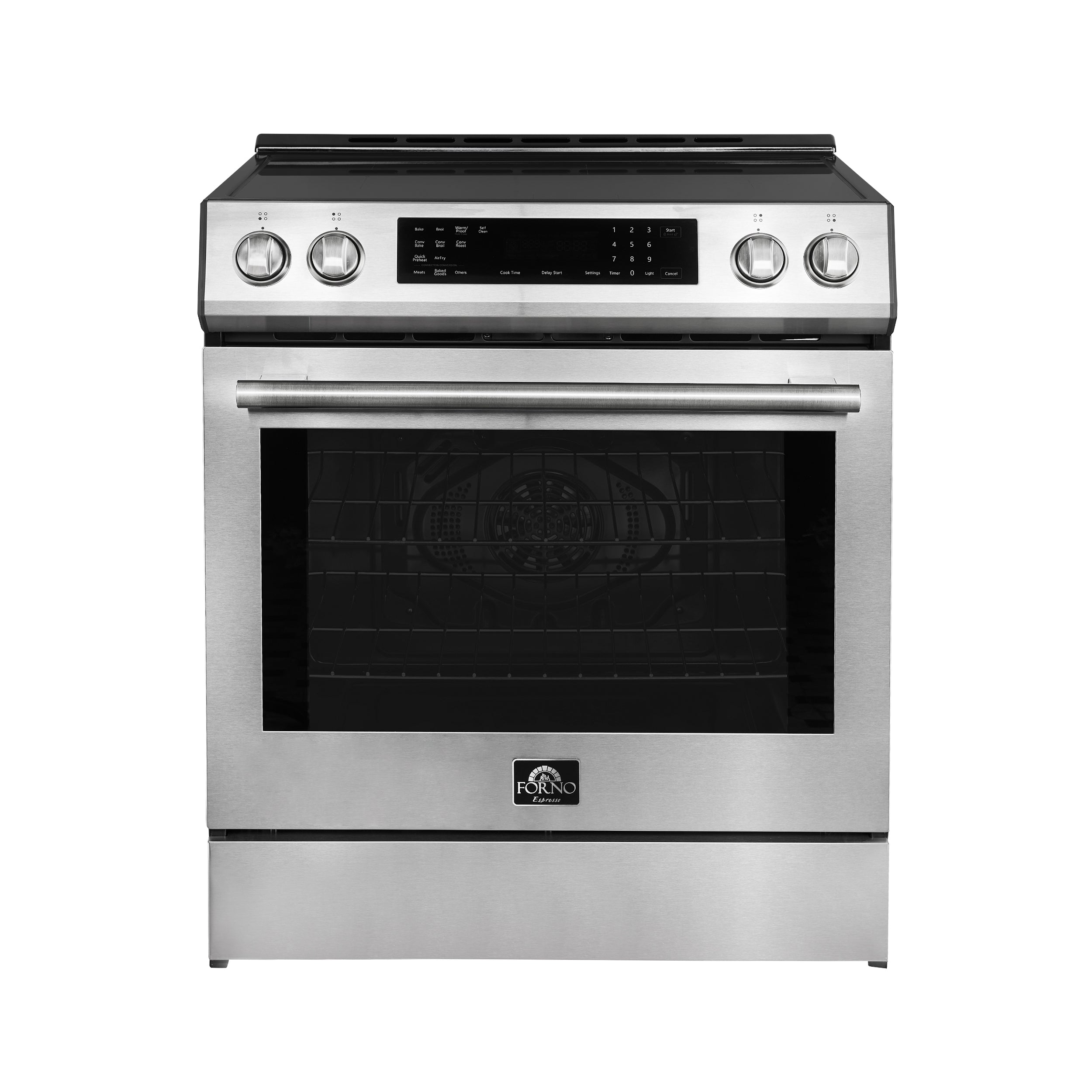 Forno Donatello Espresso 30-Inch Slide-In Stainless Steel Induction Range, Convection Oven, 5 Cooking Zones, Touch Control Panel - BonPrix Électroménagers
