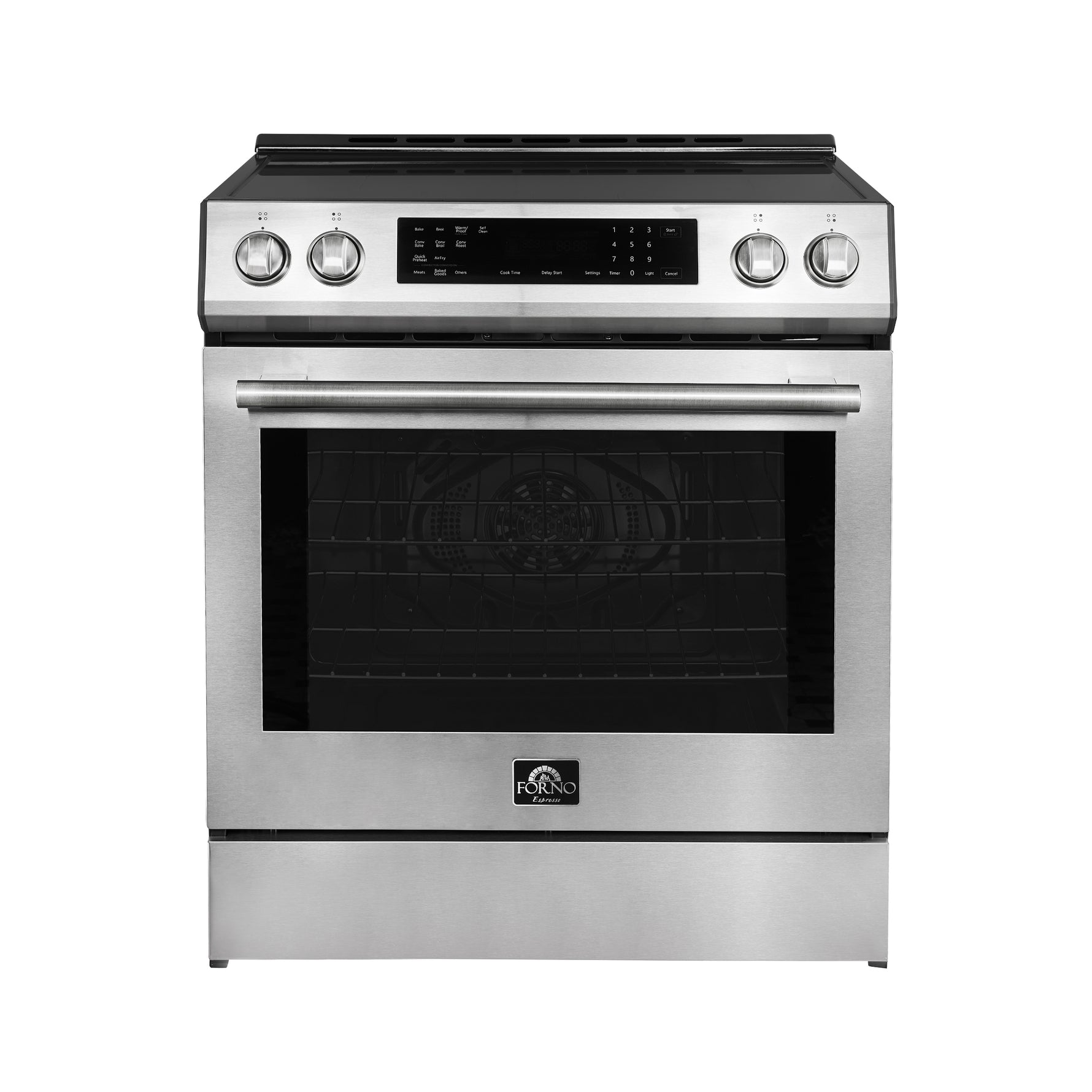 Forno Donatello Espresso 30-Inch Slide-In Stainless Steel Induction Range, Convection Oven, 5 Cooking Zones, Touch Control Panel - BonPrix Électroménagers