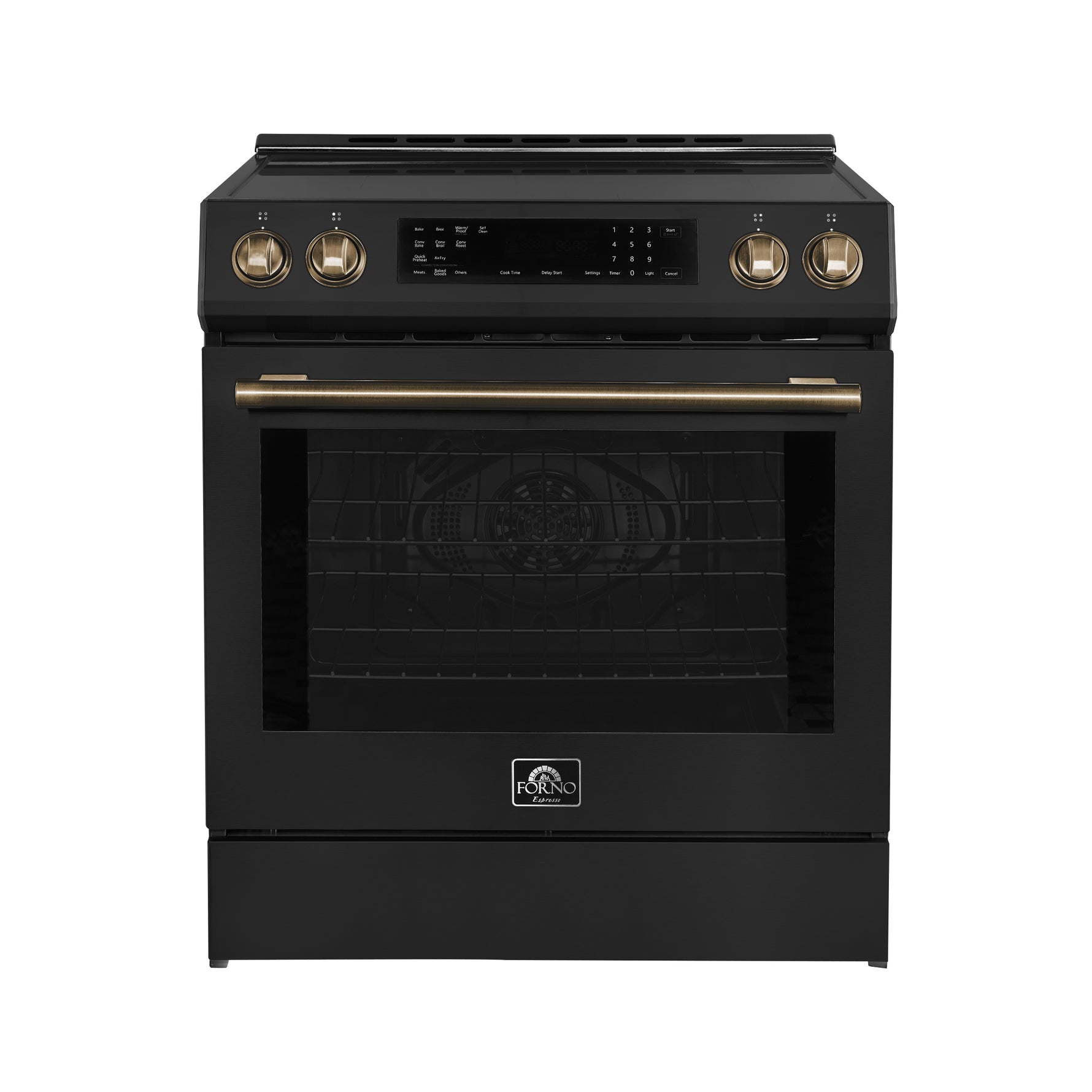 Forno Donatello Espresso 30-Inch Slide-In Black Induction Range, Convection Oven, 5 Cooking Zones, Touch Control Panel - BonPrix Électroménagers