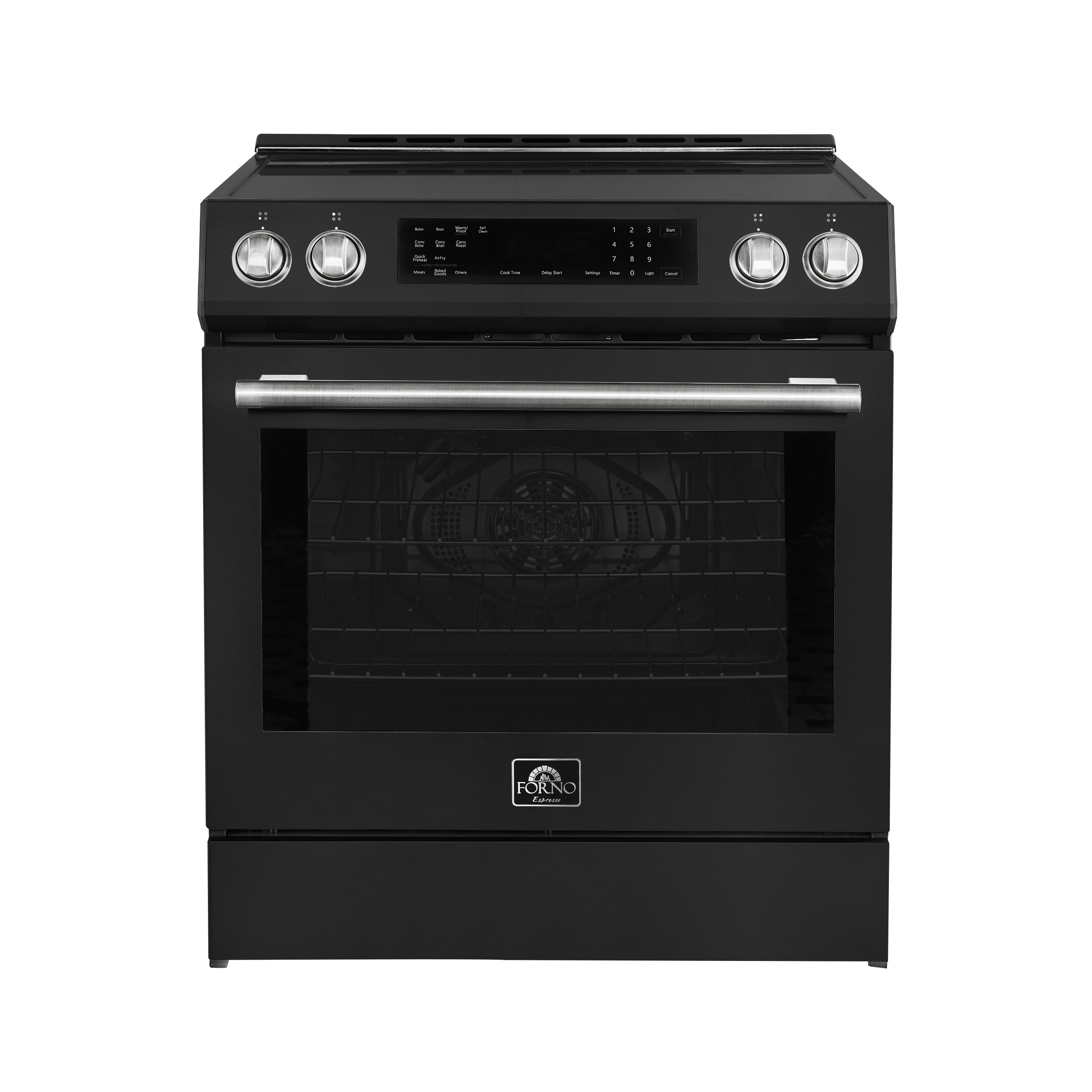 Forno Donatello Espresso 30-Inch Slide-In Black Induction Range, Convection Oven, 5 Cooking Zones, Touch Control Panel - BonPrix Électroménagers