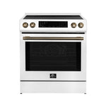 Forno Donatello Espresso 30-Inch Slide-In White Induction Range, Convection Oven, 5 Cooking Zones, Touch Control Panel - BonPrix Électroménagers