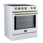 Forno Leonardo Espresso 30-Inch Slide-In White Induction Range, Convection Oven, 5 Cooking Zones, Touch Control Panel - BonPrix Électroménagers