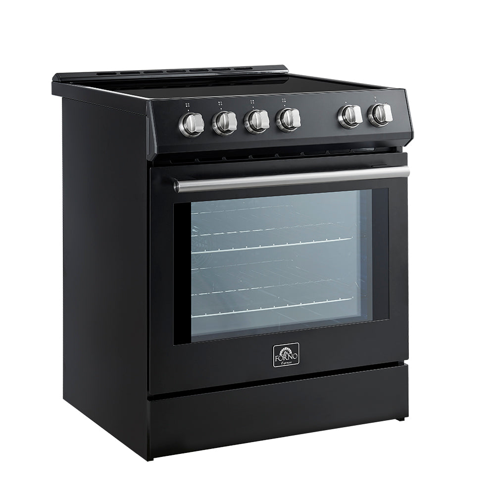 Forno Leonardo Espresso 30-Inch Slide-In Black Induction Range, Convection Oven, 5 Cooking Zones, Touch Control Panel - BonPrix Électroménagers