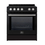 Forno Leonardo Espresso 30-Inch Slide-In Black Induction Range, Convection Oven, 5 Cooking Zones, Touch Control Panel - BonPrix Électroménagers