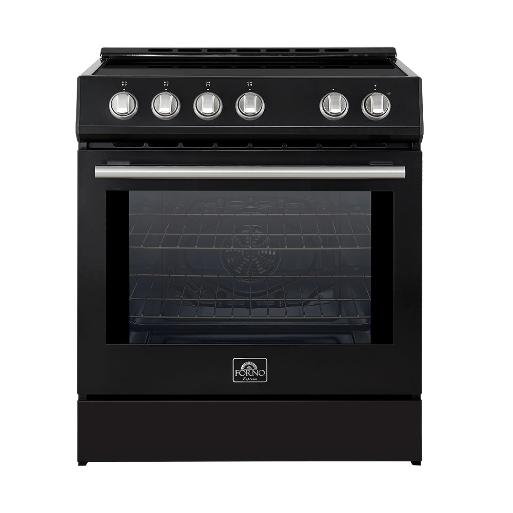 Forno Leonardo Espresso 30-Inch Slide-In Black Induction Range, Convection Oven, 5 Cooking Zones, Touch Control Panel - BonPrix Électroménagers