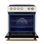 Forno Leonardo Espresso 30-Inch Slide-In White Induction Range, Convection Oven, 5 Cooking Zones, Touch Control Panel - BonPrix Électroménagers