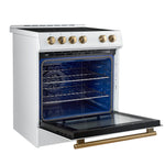 Forno Leonardo Espresso 30-Inch Slide-In White Induction Range, Convection Oven, 5 Cooking Zones, Touch Control Panel - BonPrix Électroménagers