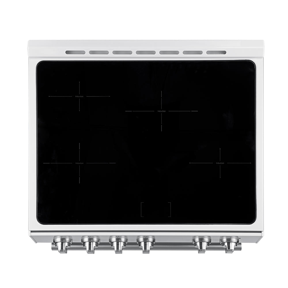 Forno Leonardo Espresso 30-Inch Slide-In White Induction Range, Convection Oven, 5 Cooking Zones, Touch Control Panel - BonPrix Électroménagers
