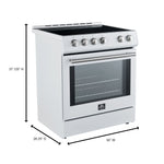 Forno Leonardo Espresso 30-Inch Slide-In White Induction Range, Convection Oven, 5 Cooking Zones, Touch Control Panel - BonPrix Électroménagers