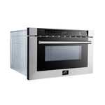 Forno Capoliveri 24-Inch Microwave Drawer, Stainless Steel, 1.2 cu.ft, 1500 Watts, Built-In, Touch Control LCD Display, Auto-Touch Open/Close, 11 Power Levels, Sensor Cooking - BonPrix Électroménagers