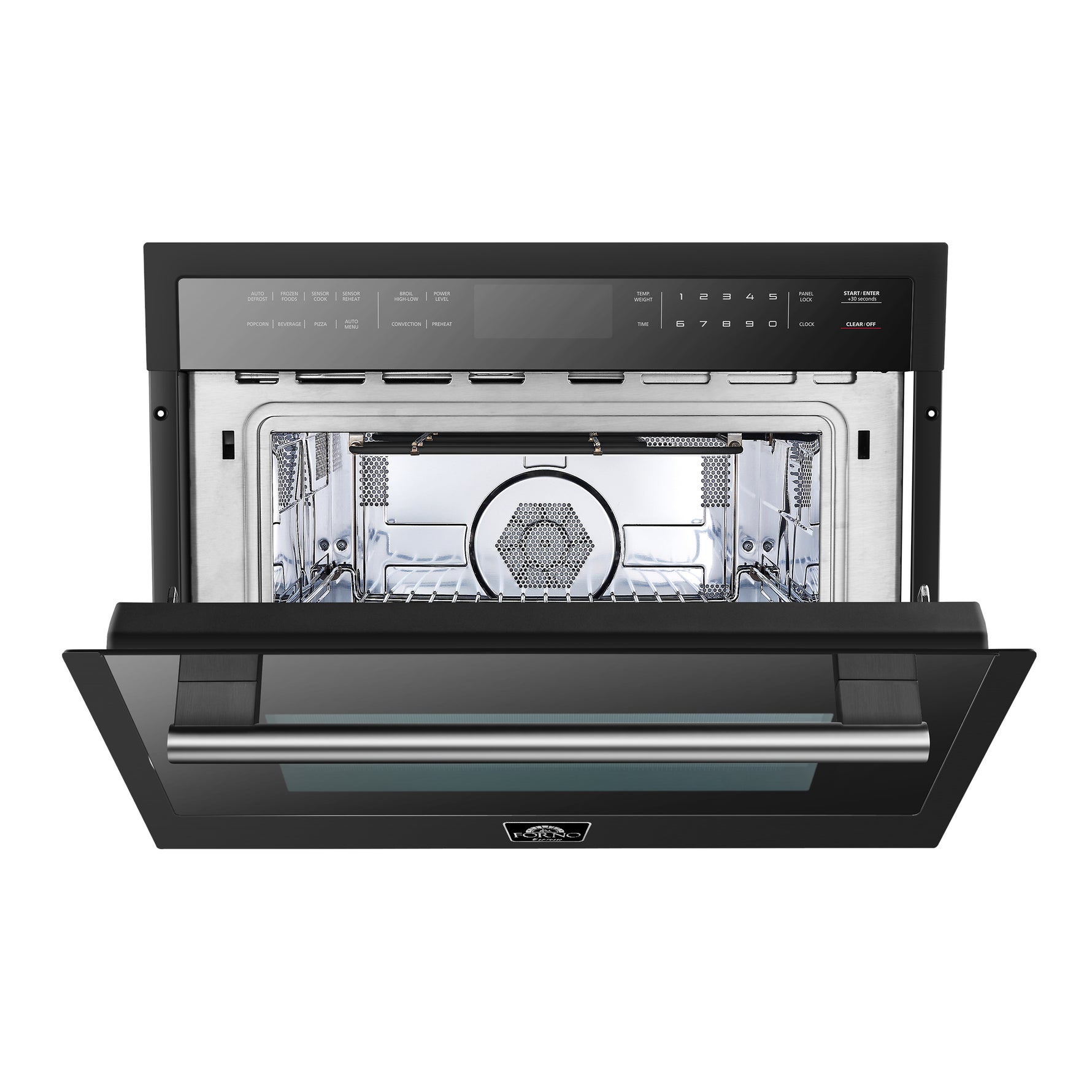 Forno Oliena Espresso Black 24-Inch Built-In Microwave and Convection Oven Combo, 1.6 cu.ft, 1750W Convection, 1000W Microwave, Stainless Steel Interior, Glass Touch Controls, Sensor Cooking - BonPrix Électroménagers