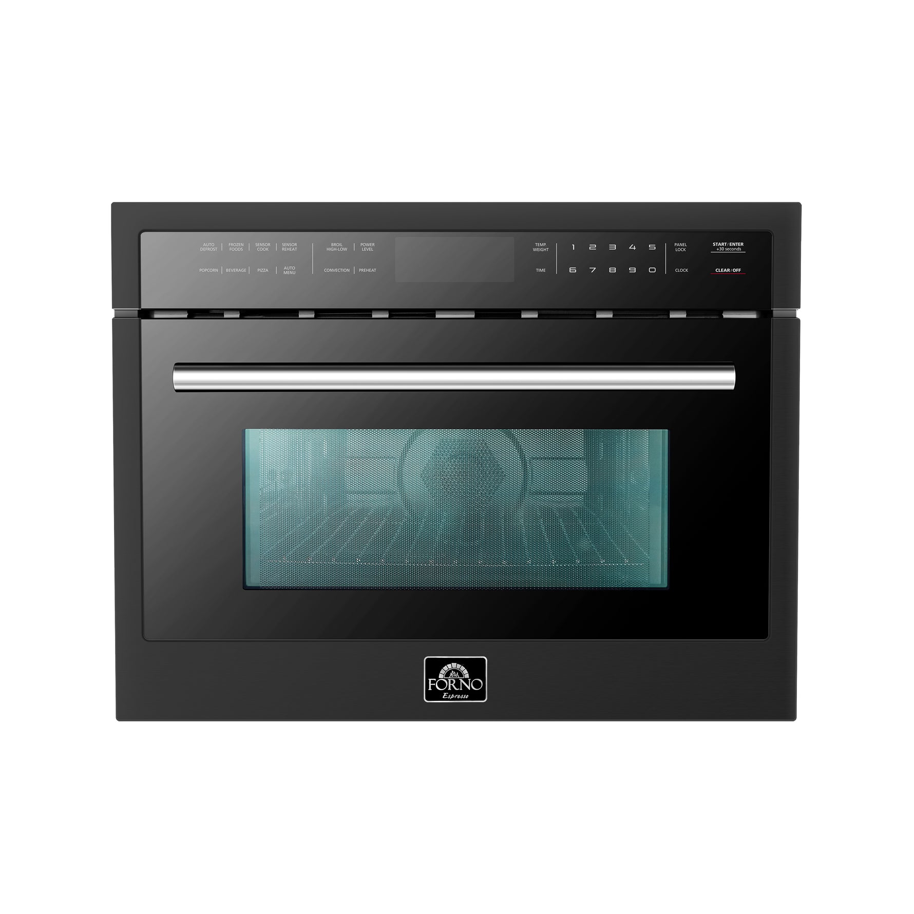 Forno Oliena Espresso Black 24-Inch Built-In Microwave and Convection Oven Combo, 1.6 cu.ft, 1750W Convection, 1000W Microwave, Stainless Steel Interior, Glass Touch Controls, Sensor Cooking - BonPrix Électroménagers