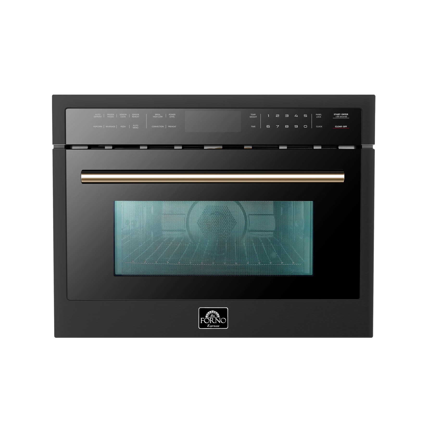 Forno Oliena Espresso Black 24-Inch Built-In Microwave and Convection Oven Combo, 1.6 cu.ft, 1750W Convection, 1000W Microwave, Stainless Steel Interior, Glass Touch Controls, Sensor Cooking - BonPrix Électroménagers