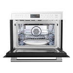 Forno Oliena Espresso White 24-Inch Built-In Microwave and Convection Oven Combo, 1.6 cu.ft, 1750W Convection, 1000W Microwave, Stainless Steel Interior, Glass Touch Controls, Sensor Cooking - BonPrix Électroménagers
