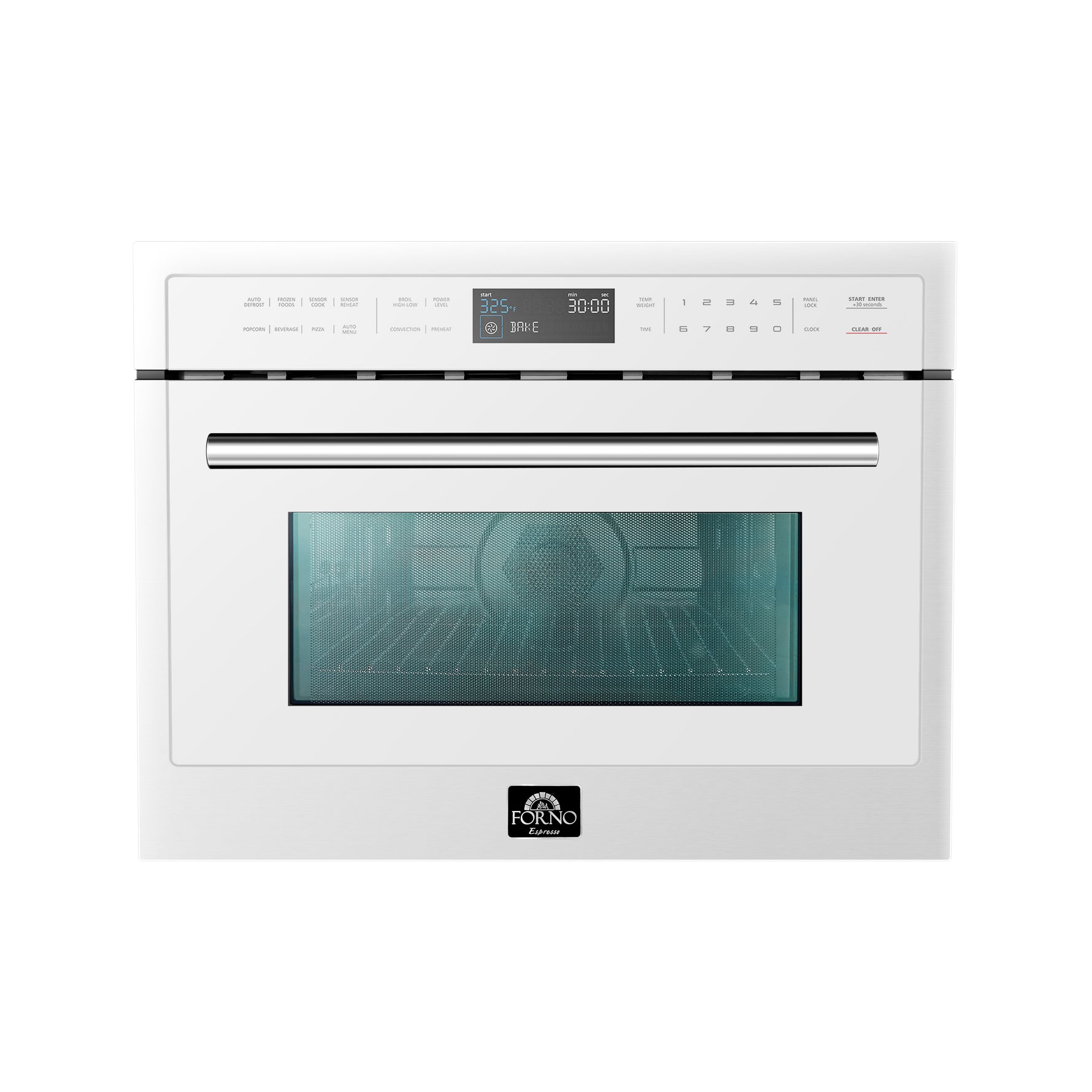 Forno Oliena Espresso White 24-Inch Built-In Microwave and Convection Oven Combo, 1.6 cu.ft, 1750W Convection, 1000W Microwave, Stainless Steel Interior, Glass Touch Controls, Sensor Cooking - BonPrix Électroménagers