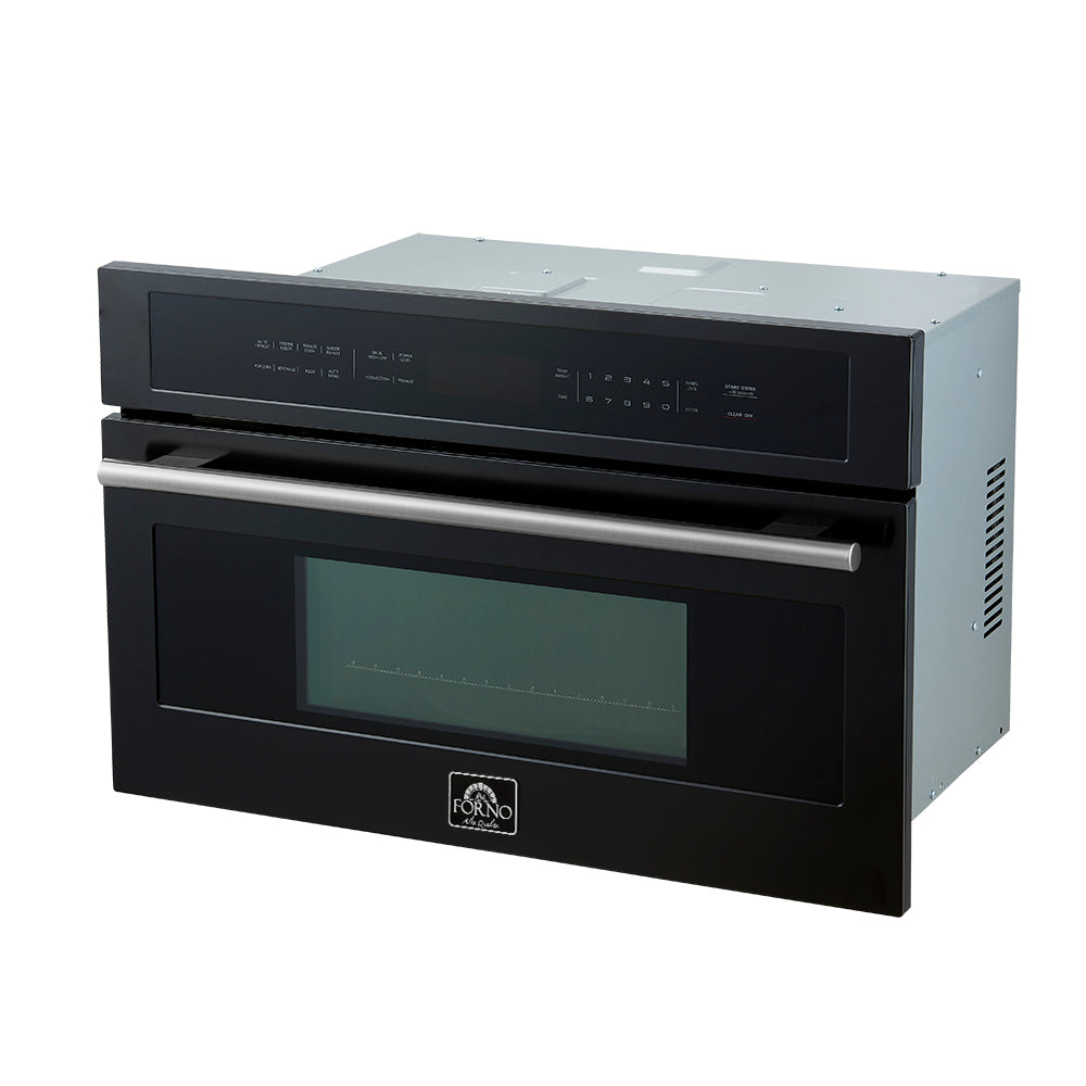 FORNO 2-Piece Kitchen Bundle - 30" Black Single Wall Oven (1333-30), 30" Black Microwave (3093-30) - BonPrix Électroménagers