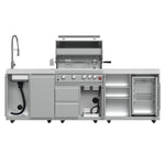 FORNO Bulnes 30-Inch BBQ, 60,000 BTU, 3 Burners with Sear & Rotisserie Infrared Burners, Stainless Steel Outdoor Kitchen with 1.8 cu.ft. Beverage Center & White Sintered Stone Countertops - BonPrix Électroménagers