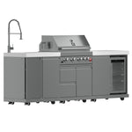 FORNO Bulnes 30-Inch BBQ, 60,000 BTU, 3 Burners with Sear & Rotisserie Infrared Burners, Stainless Steel Outdoor Kitchen with 1.8 cu.ft. Beverage Center & White Sintered Stone Countertops - BonPrix Électroménagers