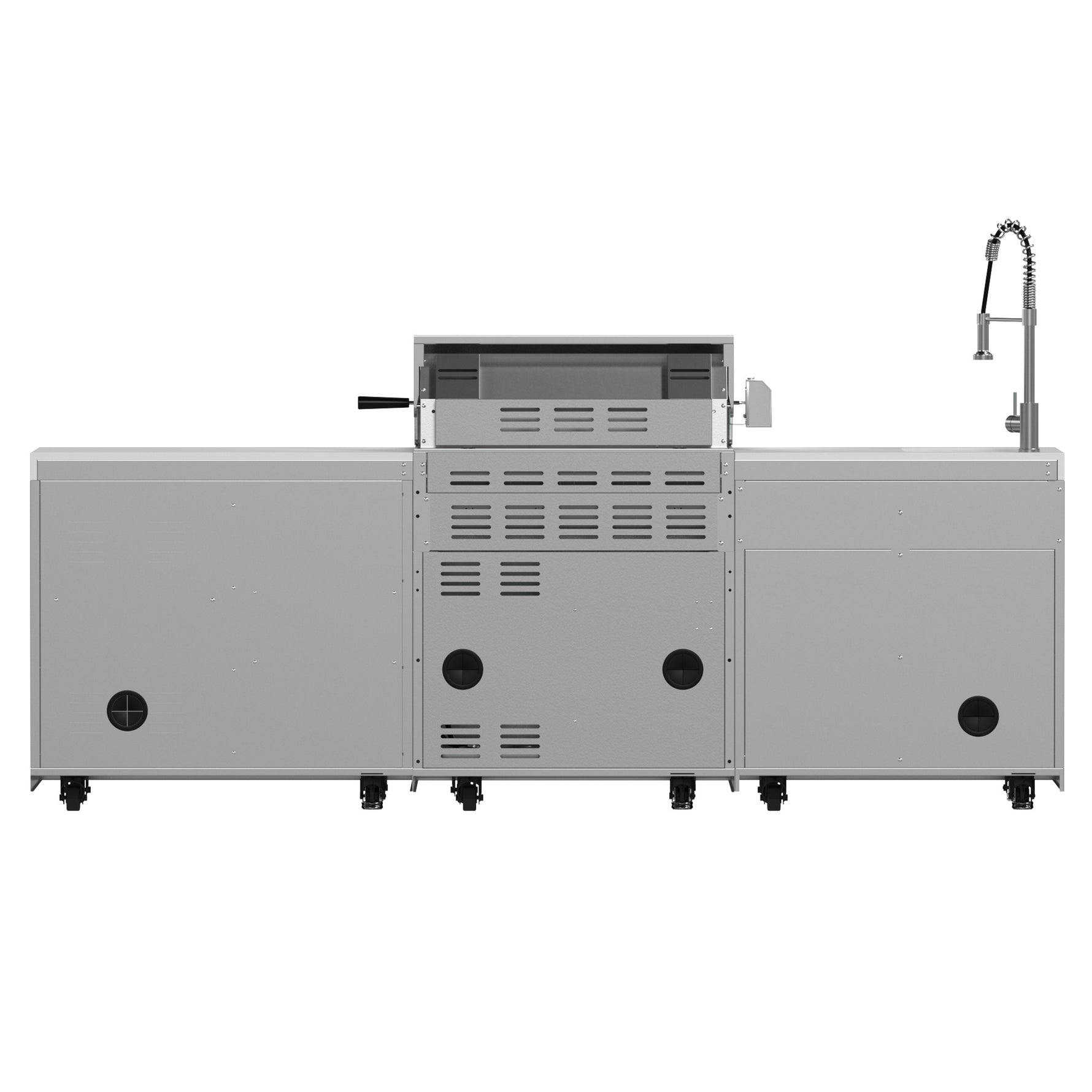 FORNO Bulnes 30-Inch BBQ, 60,000 BTU, 3 Burners with Sear & Rotisserie Infrared Burners, Stainless Steel Outdoor Kitchen with 1.8 cu.ft. Beverage Center & White Sintered Stone Countertops - BonPrix Électroménagers