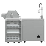 FORNO Bulnes 40-Inch BBQ, 95,000 BTU, 5 Burners, Sear & Rotisserie Infrared with Side Burner, Stainless Steel Outdoor Kitchen with 1.8 cu.ft. Beverage Center & White Sintered Stone Countertops - BonPrix Électroménagers