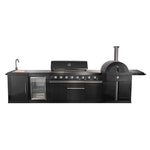 Forno All’Aperto 87,600 BTU Outdoor Kitchen, 4 Burners, Infrared Burners, Side Burner, Black Sintered Stone Countertops, Gas Pizza Oven, Sink Module, Bar & Beverage Center - BonPrix Électroménagers