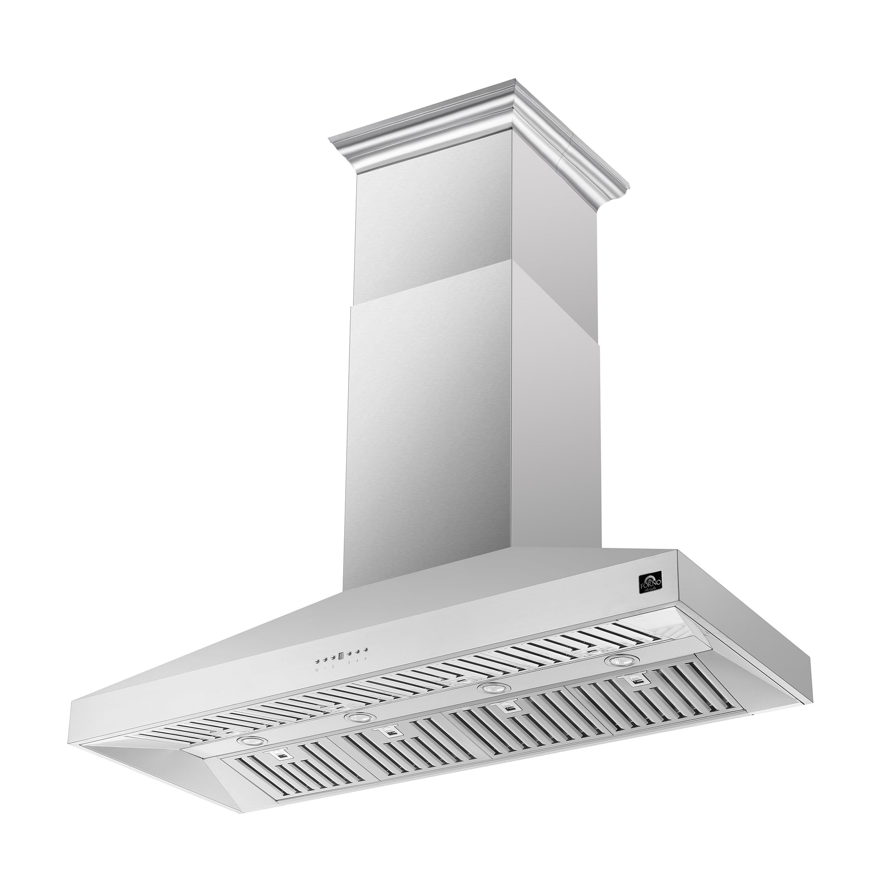Forno Coppito 60-Inch Island Range Hood, Stainless Steel, LED Lighting, Adjustable Fan Speeds - BonPrix Électroménagers