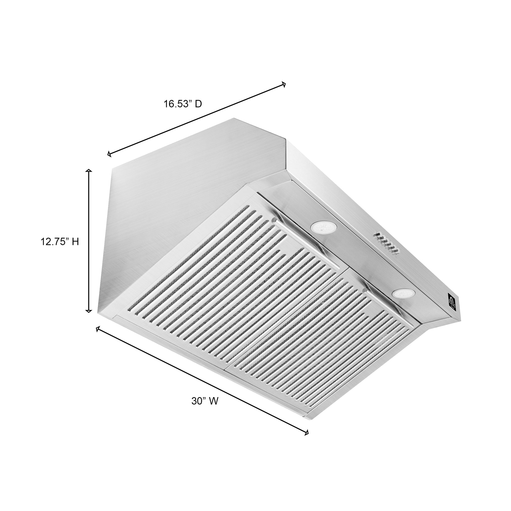 Forno Bari Espresso 30-Inch Under Cabinet Range Hood, Stainless Steel, 400 CFM, LED Lighting, Dishwasher-Safe Baffle Filters, 4-Speed Fan Control - BonPrix Électroménagers