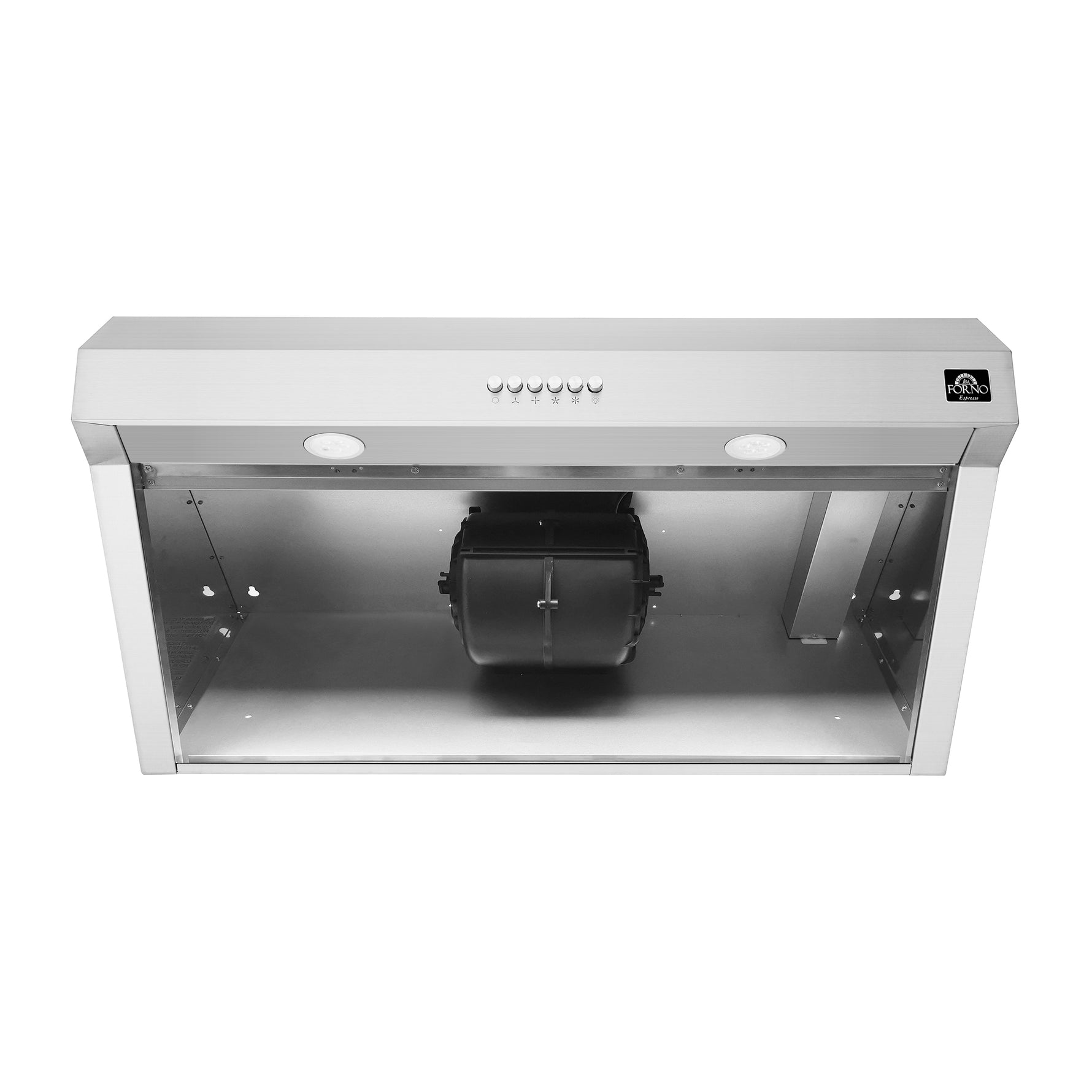 Forno Bari Espresso 30-Inch Under Cabinet Range Hood, Stainless Steel, 400 CFM, LED Lighting, Dishwasher-Safe Baffle Filters, 4-Speed Fan Control - BonPrix Électroménagers