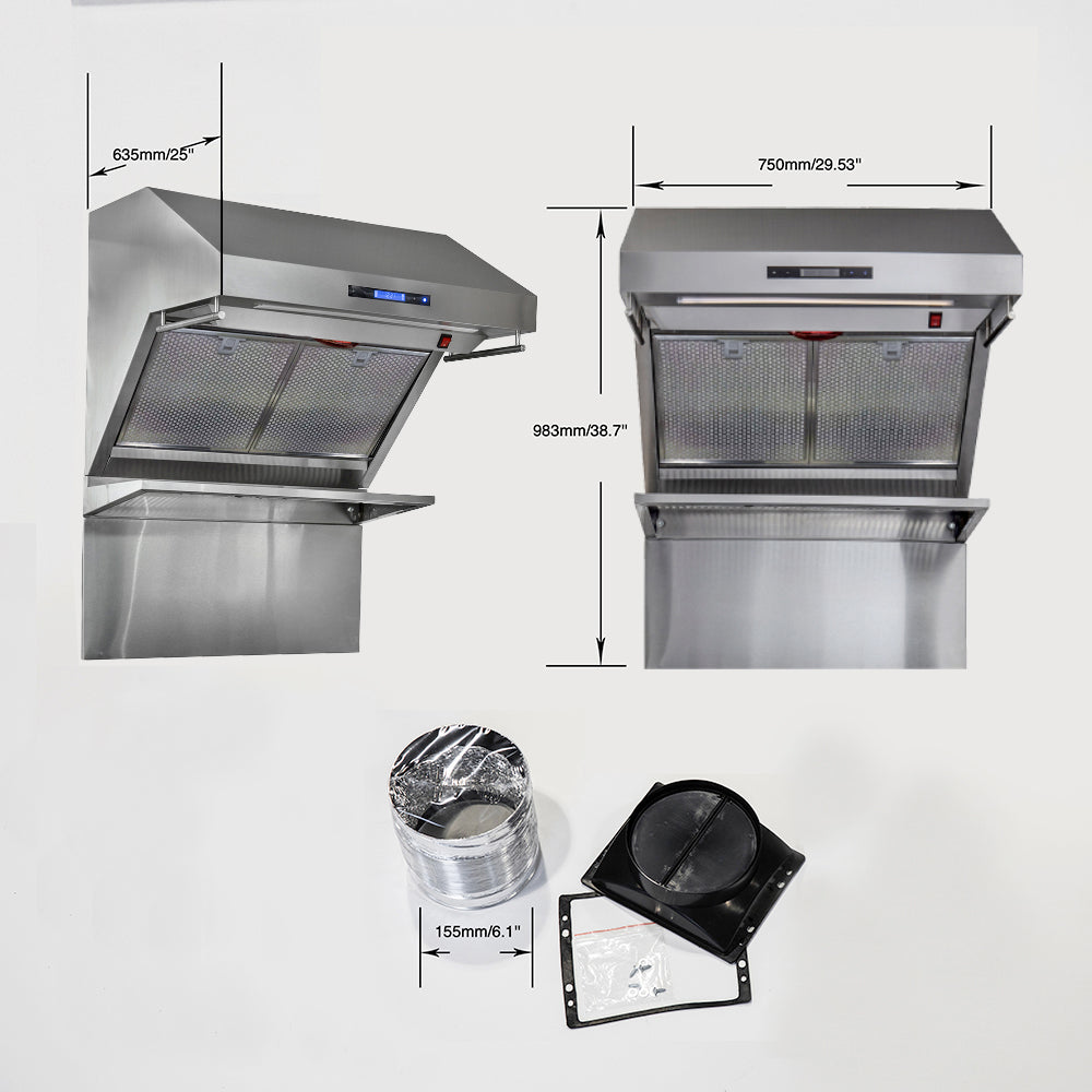 Forno Savona 30-Inch Wall Mount Range Hood, Hybrid Filters, Backsplash Included - BonPrix Électroménagers