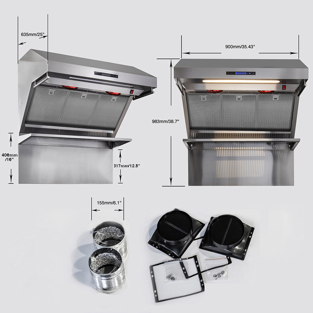 Forno Savona 36-Inch Wall Mount Range Hood, Hybrid Filters, Backsplash Included - BonPrix Électroménagers