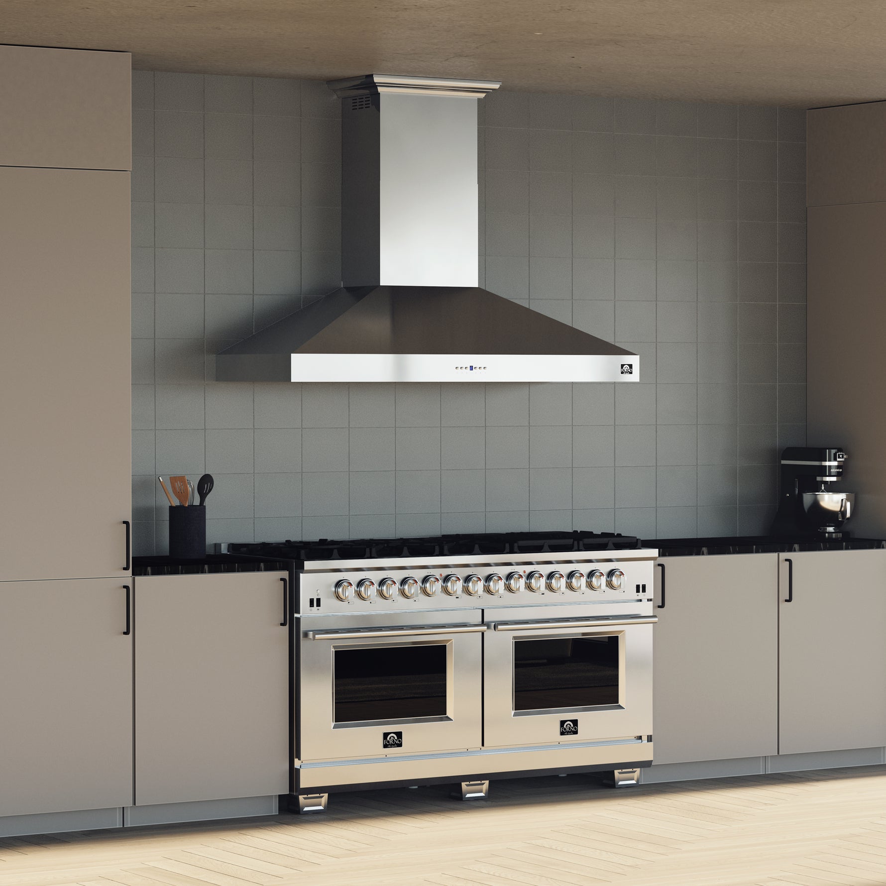 Forno Orvieto 60-Inch Wall Mount Range Hood, LED Lighting, Heavy Duty, Stainless Steel - BonPrix Électroménagers