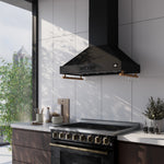Forno Venezia 36 Inch Wall-Mounted Range Hood in Black with Touch Controls and Baffle Filters - BonPrix Électroménagers