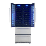 Forno Campania 32-Inch Wine Cooler, Stainless Steel, Dual Wine Zones, Two Beverage Drawers, 17.7 cu.ft - BonPrix Électroménagers