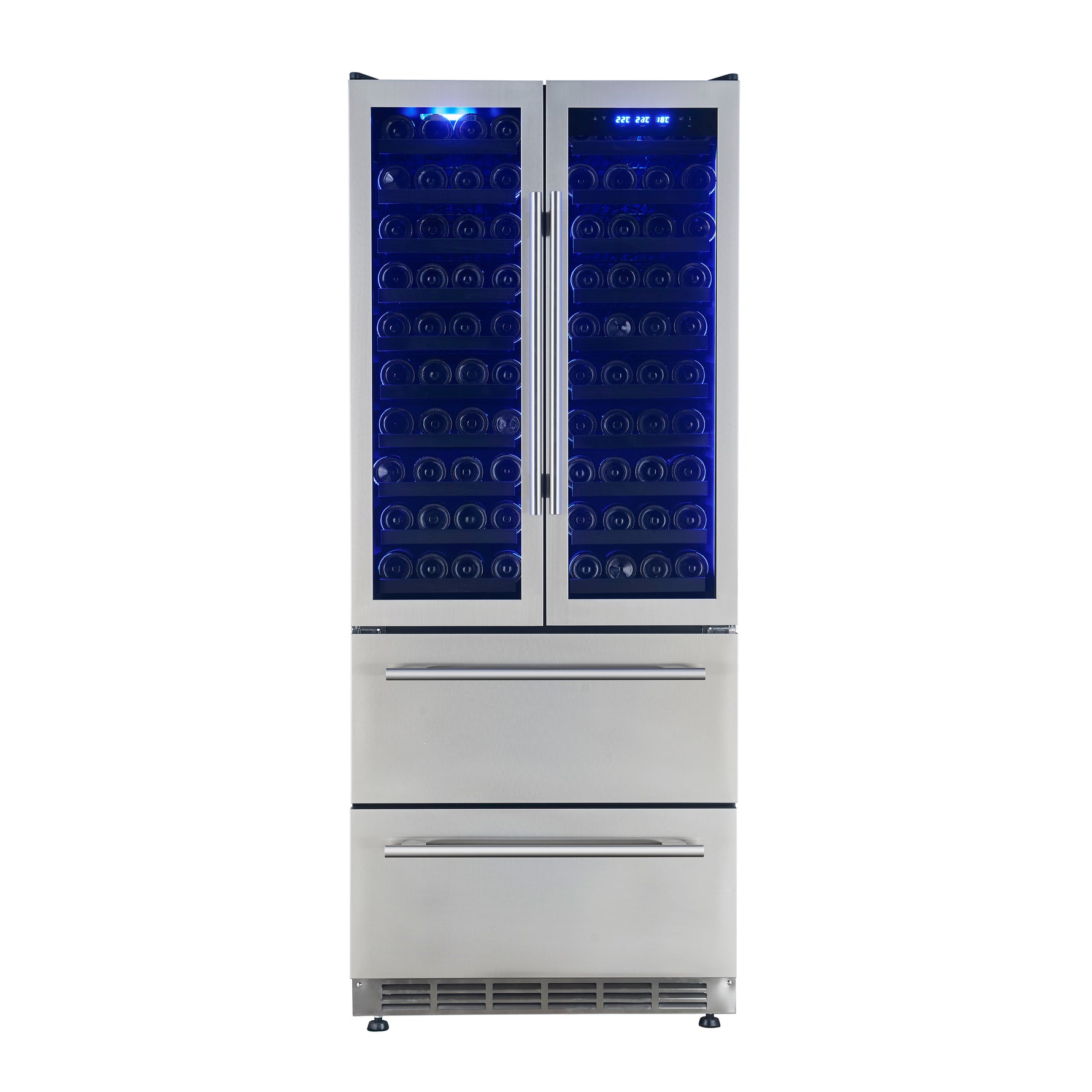 Forno Campania 32-Inch Wine Cooler, Stainless Steel, Dual Wine Zones, Two Beverage Drawers, 17.7 cu.ft - BonPrix Électroménagers