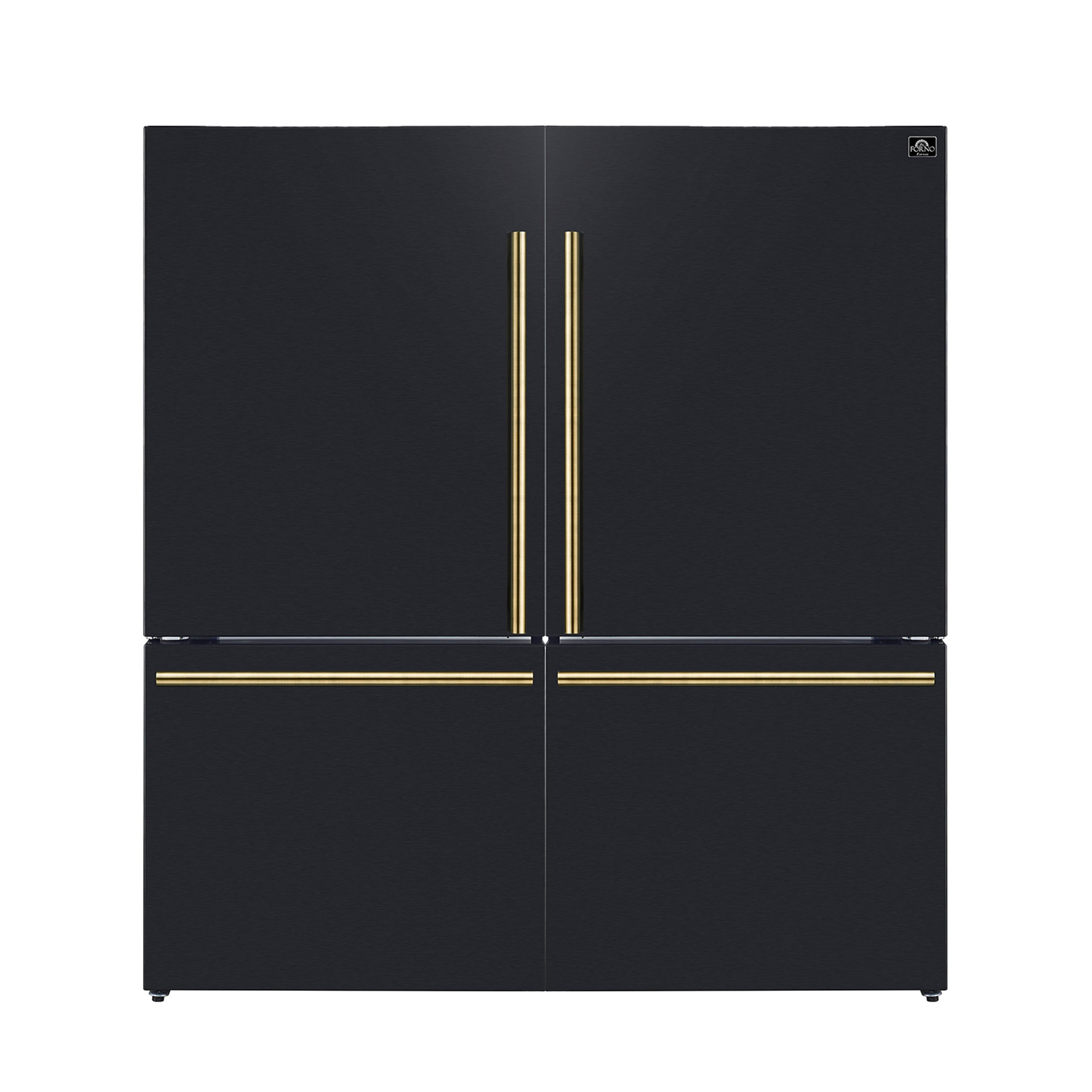 Forno Milano 2-Piece 62-Inch Freestanding Dual Bottom Freezer Refrigerator in Black – 34.4 cu.ft, Touch Control, Ice Maker - BonPrix Électroménagers