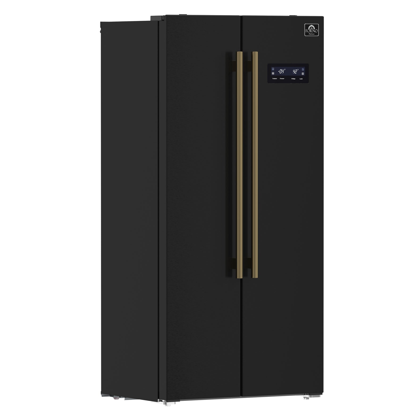 Forno Salerno Espresso 33-Inch Black Side-by-Side Refrigerator, 15.6 Cu. Ft., Energy-Efficient, No Frost, Modern Design - BonPrix Électroménagers