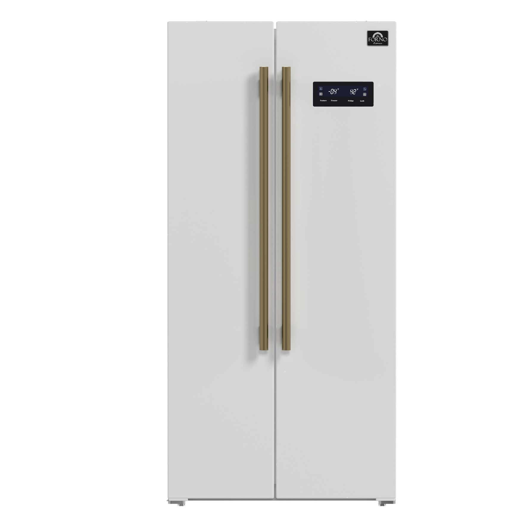 Forno Salerno Espresso 33-Inch White Side-by-Side Refrigerator, 15.6 Cu. Ft., Energy-Efficient, No Frost, Modern Design - BonPrix Électroménagers