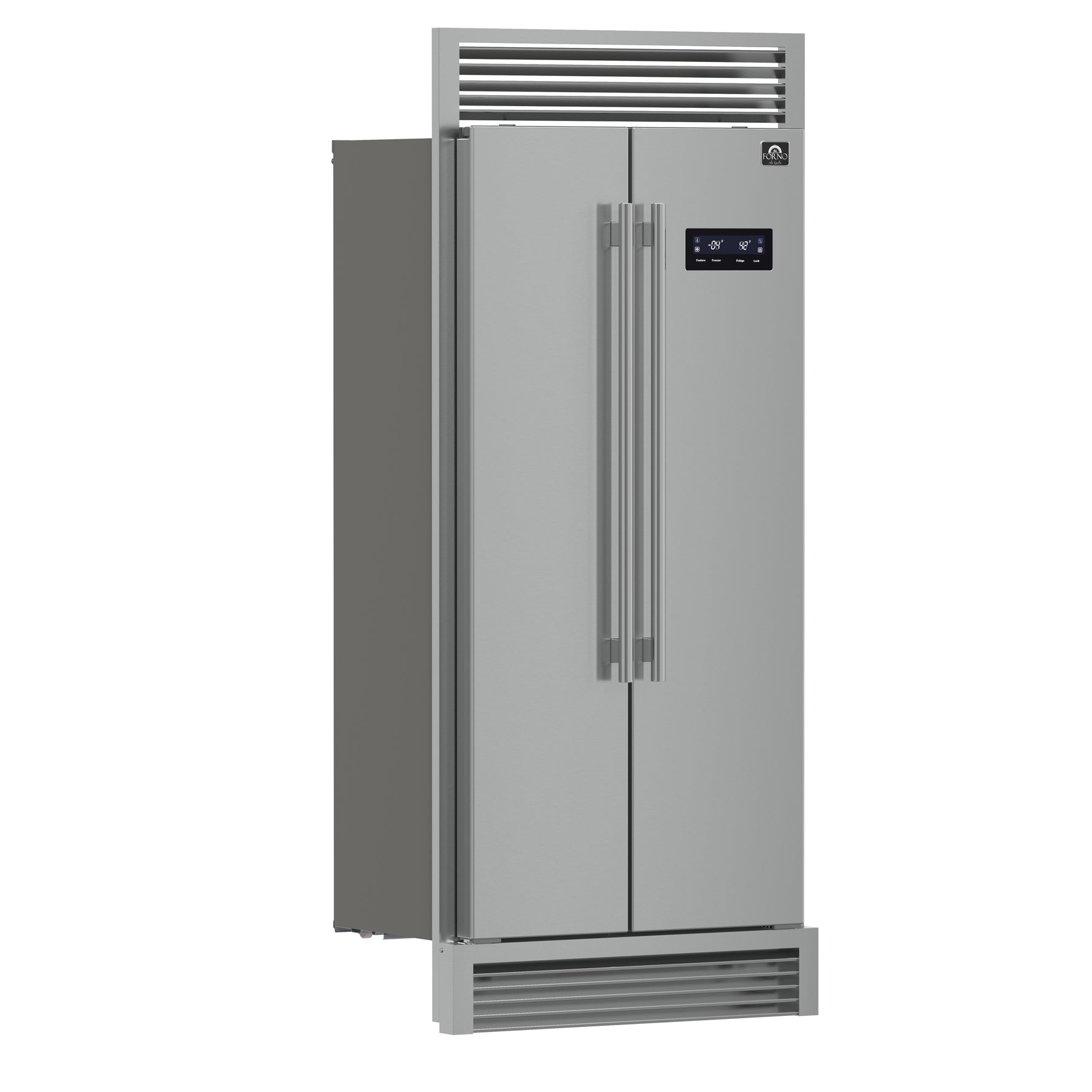 Forno Salerno 37-Inch Built-In Stainless Steel Refrigerator, 15.6 cu.ft, Decorative Grill, ENERGY STAR Certified - BonPrix Électroménagers