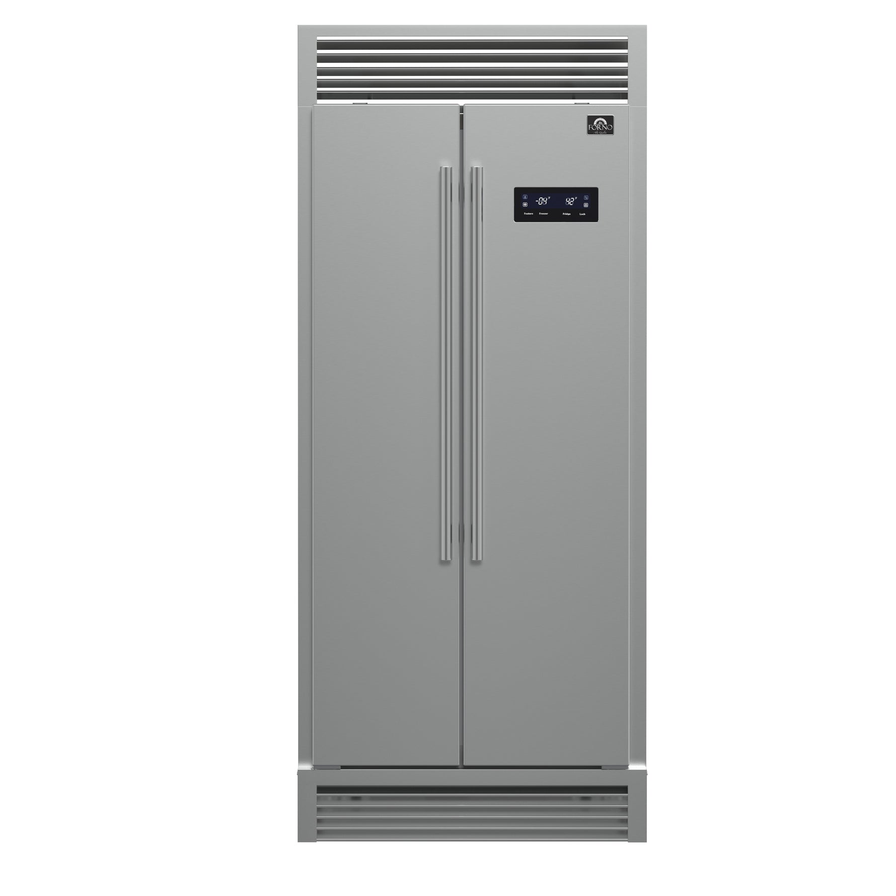 Forno Salerno 37-Inch Built-In Stainless Steel Refrigerator, 15.6 cu.ft, Decorative Grill, ENERGY STAR Certified - BonPrix Électroménagers