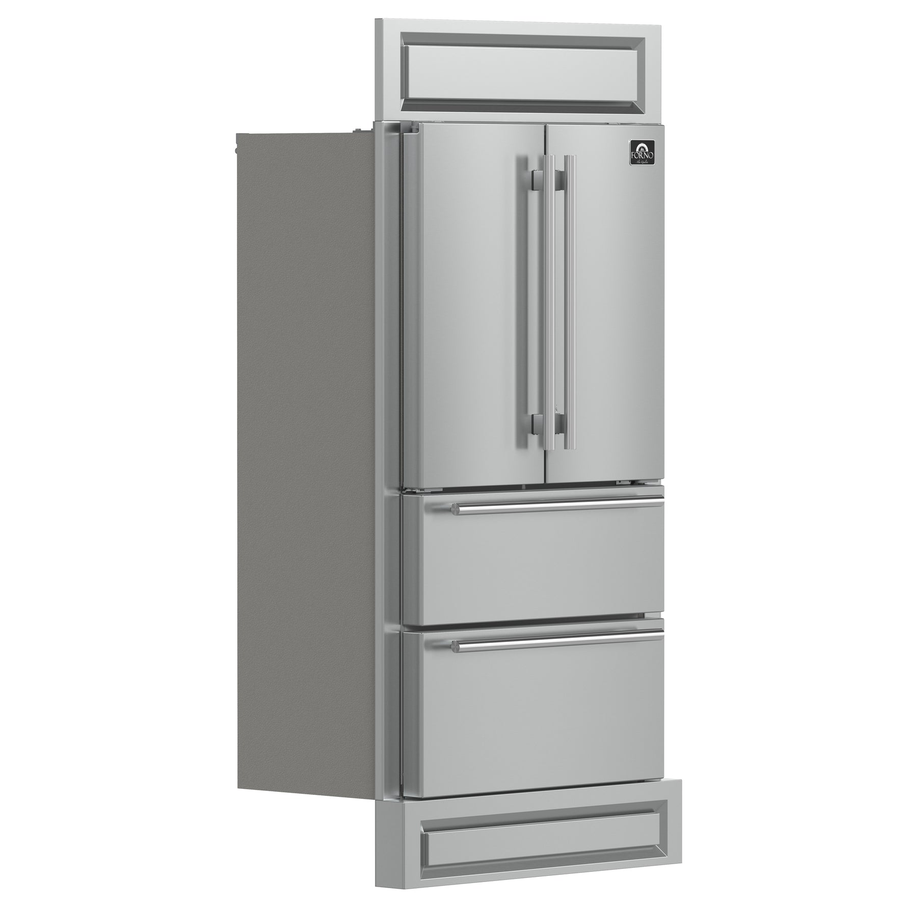 Forno Moena 40-Inch French Door Refrigerator, Stainless Steel, 19.2 cu.ft, Modern Decorative Grill, ENERGY STAR Certified - BonPrix Électroménagers