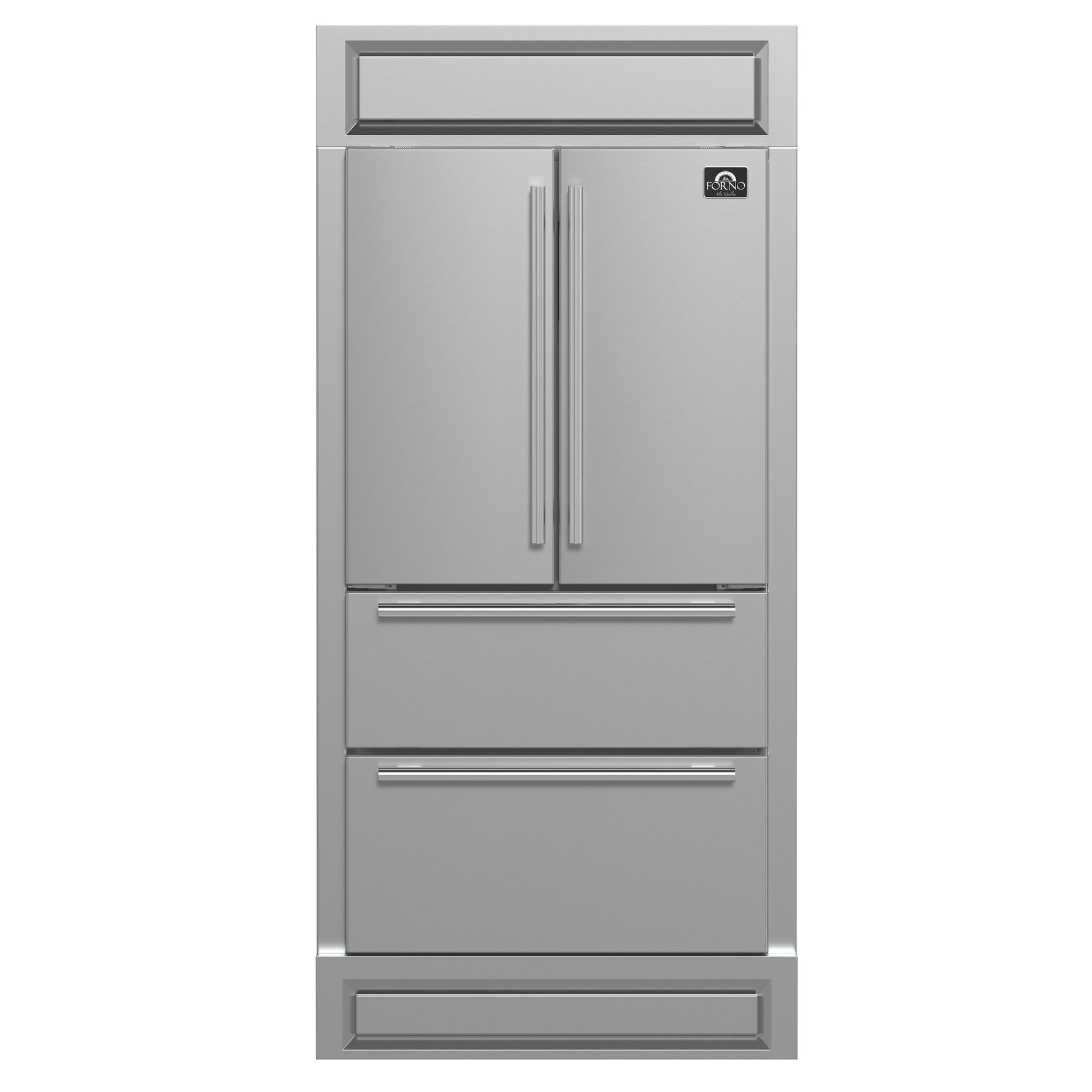Forno Moena 40-Inch French Door Refrigerator, Stainless Steel, 19.2 cu.ft, Modern Decorative Grill, ENERGY STAR Certified - BonPrix Électroménagers