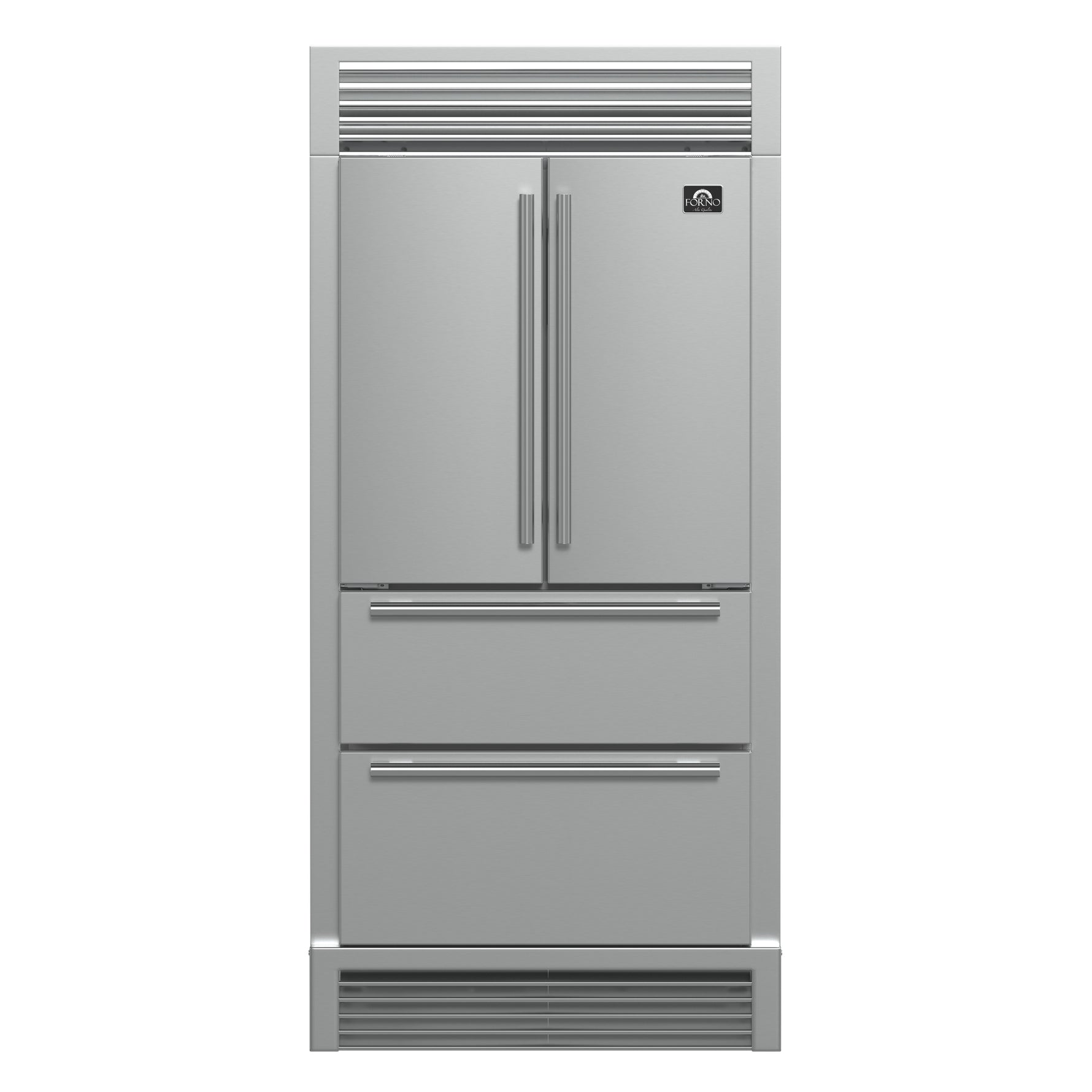 Forno Moena 40-Inch French Door Refrigerator, Stainless Steel, 19.2 cu.ft, Decorative Grill, ENERGY STAR Certified - BonPrix Électroménagers