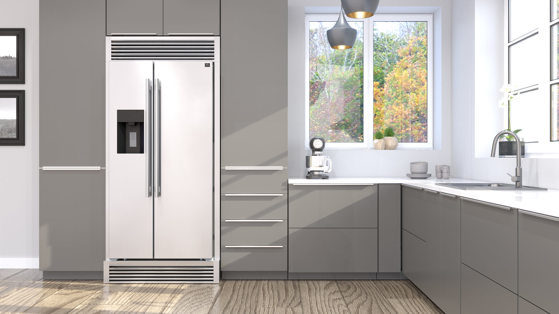 Forno Salerno 40-Inch Built-In Stainless Steel Refrigerator, 20 cu.ft, Decorative Grill, ENERGY STAR Certified - BonPrix Électroménagers
