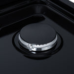 Valente 48" Gas Cooktop in Black, 8 Sealed burners, 94,000 BUT Output, 2 Antique Brass Dual-Ring Burners, Continuous Cast Iron Grates