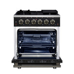 Forno Massimo 30-Inch Black Freestanding Gas Range, 5 Burners, True Convection Oven - BonPrix Électroménagers