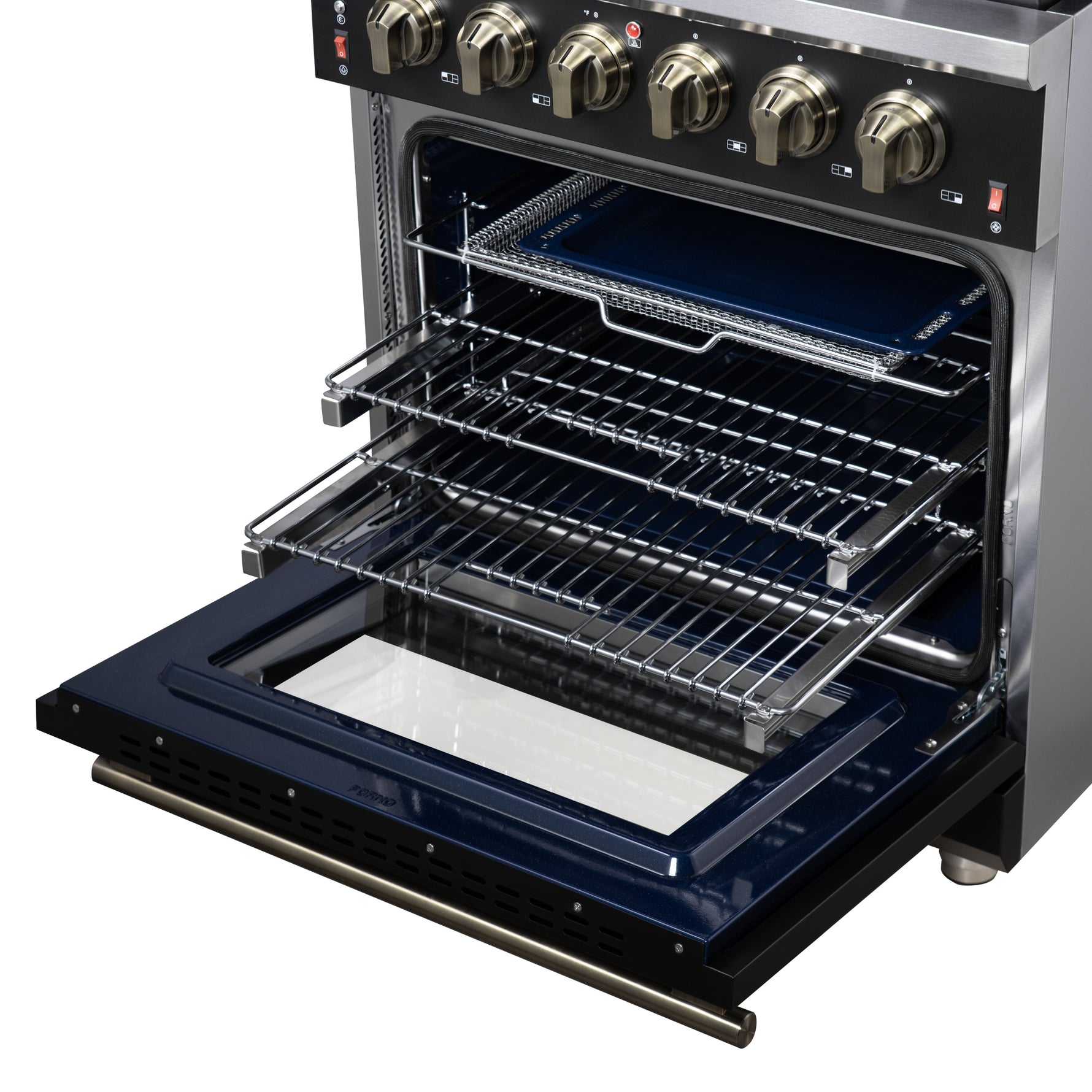 Forno Massimo 30-Inch Black Freestanding Gas Range, 5 Burners, True Convection Oven - BonPrix Électroménagers
