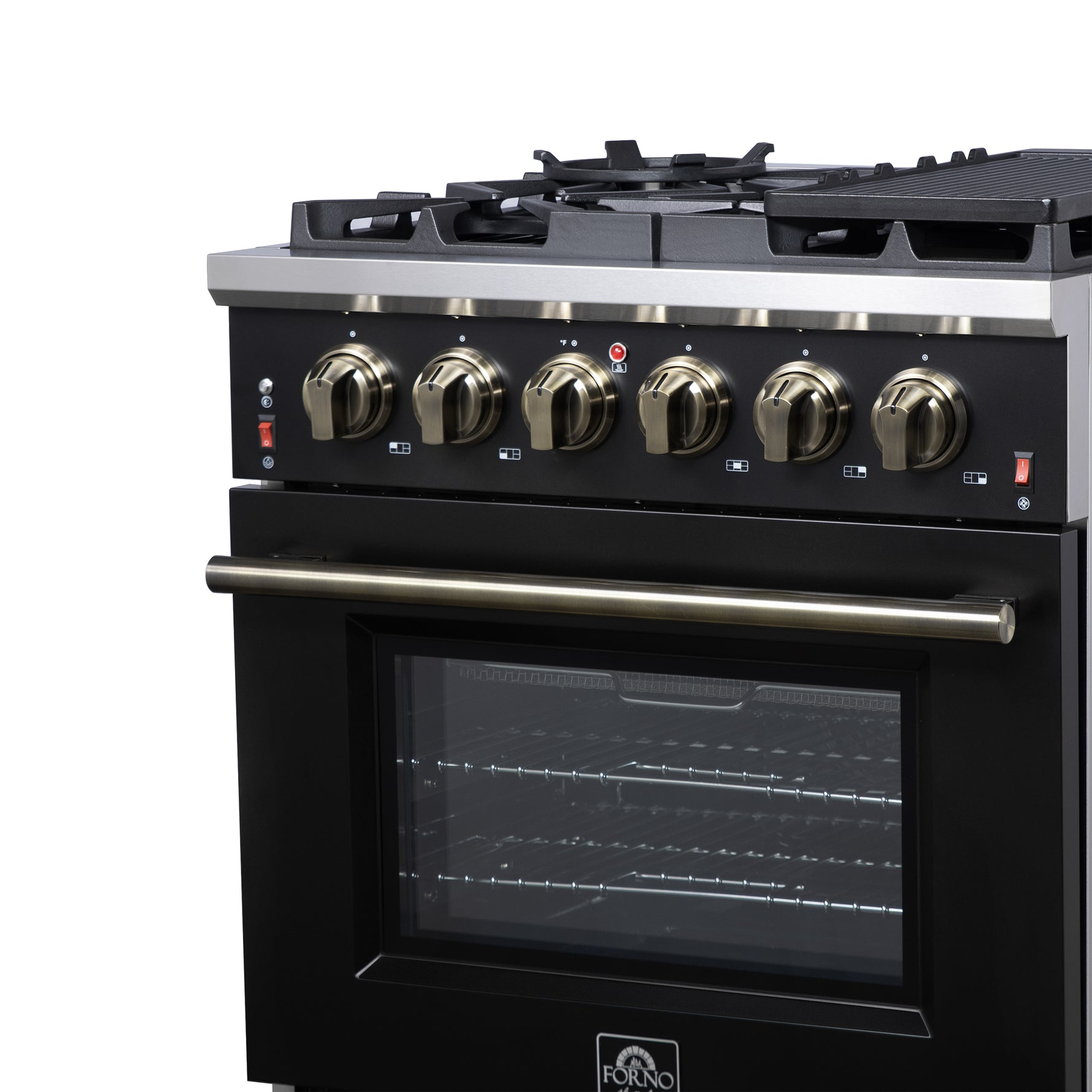Forno Massimo 30-Inch Black Freestanding Gas Range, 5 Burners, True Convection Oven - BonPrix Électroménagers