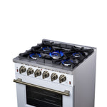 Forno Massimo 30-Inch White Freestanding Gas Range, 5 Burners, True Convection Oven - BonPrix Électroménagers