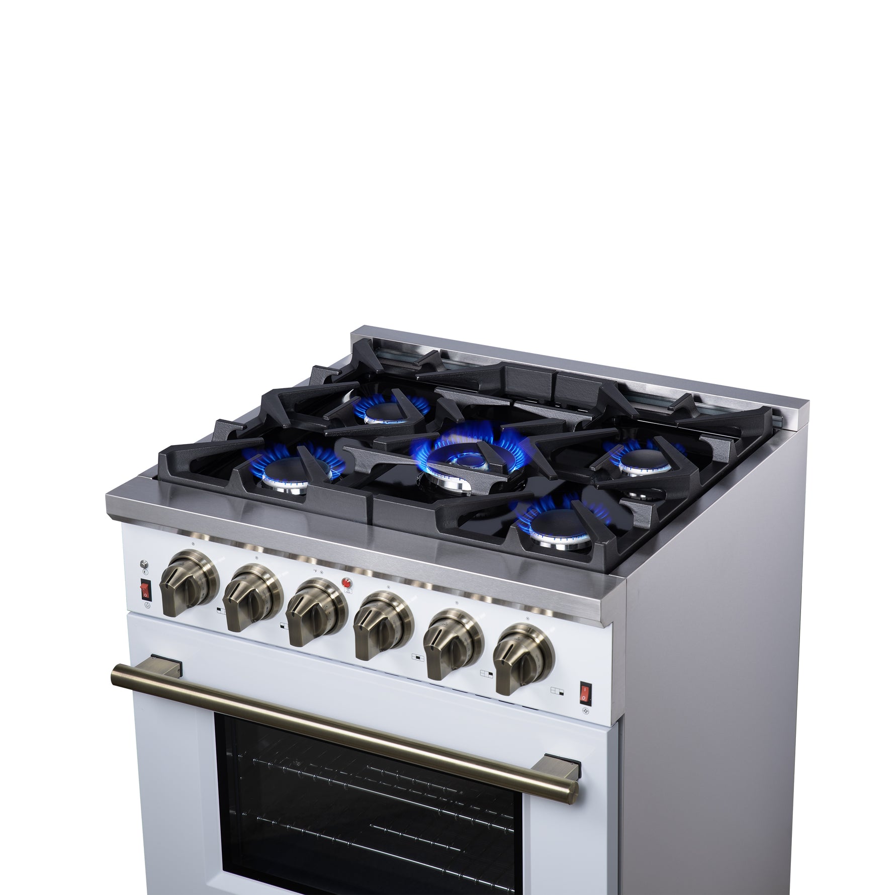 Forno Massimo 30-Inch White Freestanding Gas Range, 5 Burners, True Convection Oven - BonPrix Électroménagers