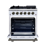 Forno Massimo 30-Inch White Freestanding Gas Range, 5 Burners, True Convection Oven - BonPrix Électroménagers